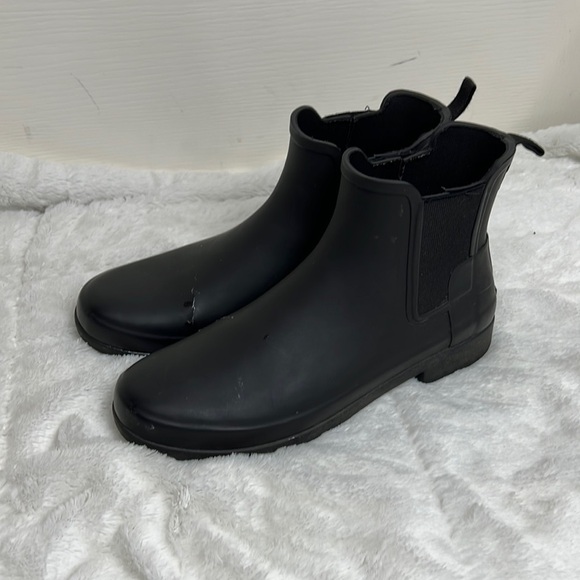 Hunter Women’s Black Refined Slim Fit Chelsea Ankle Rubber Boots Shoes - Sz 9/40 - Picture 3 of 13